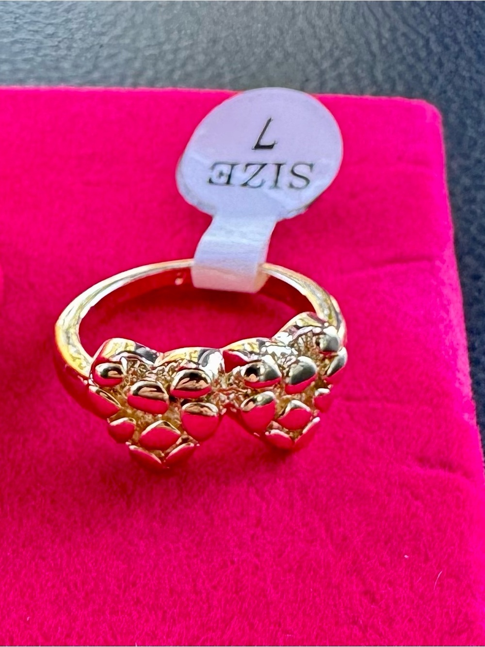 Gold plated 2 Heart Ring - Size 7